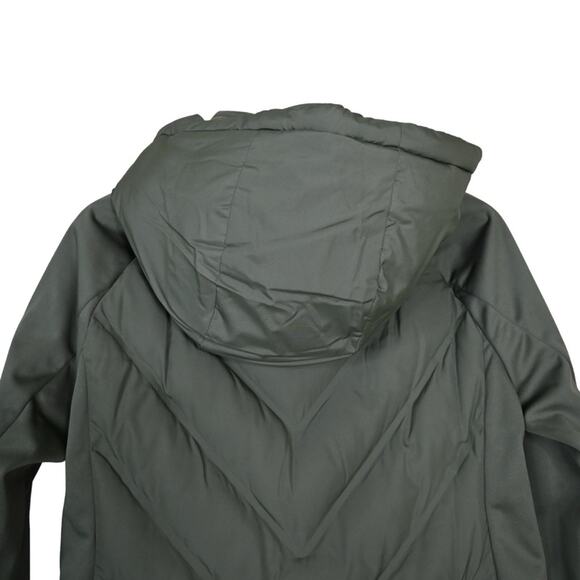 BCBGeneration Womens S Mixed Media Hooded Quilted Jacket in Loden NEW - Picture 5 of 11